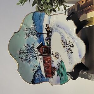 Vintage 1950's Norcrest winter scene wall plate